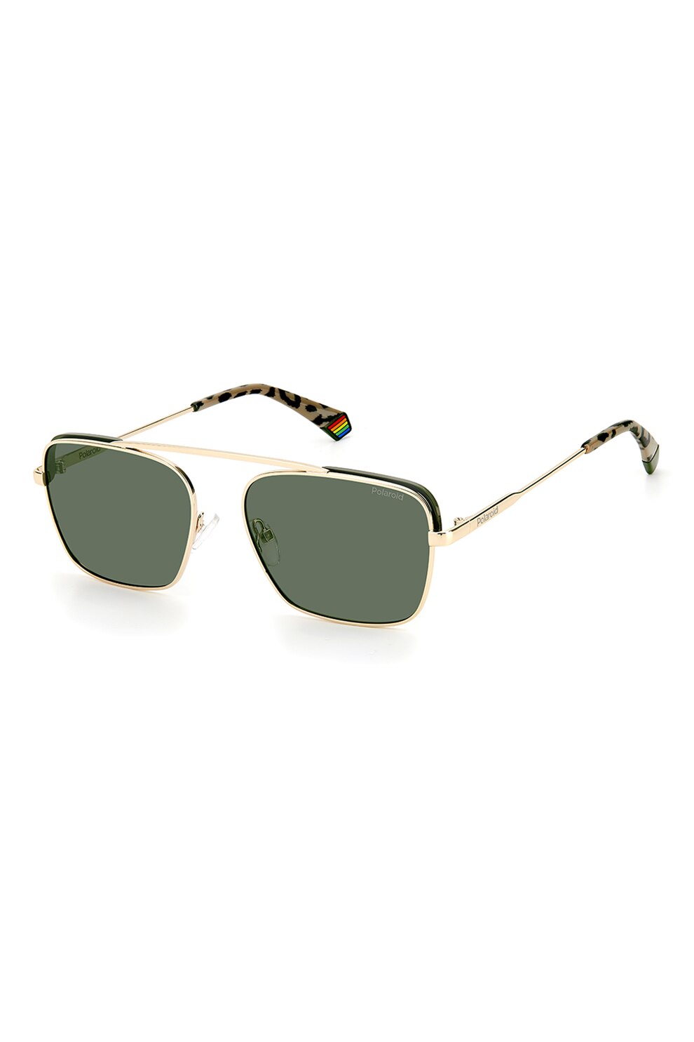 Polaroid, Ochelari de soare polarizati unisex cu rama metalica, Auriu/Negru, 56-16-145 Standard