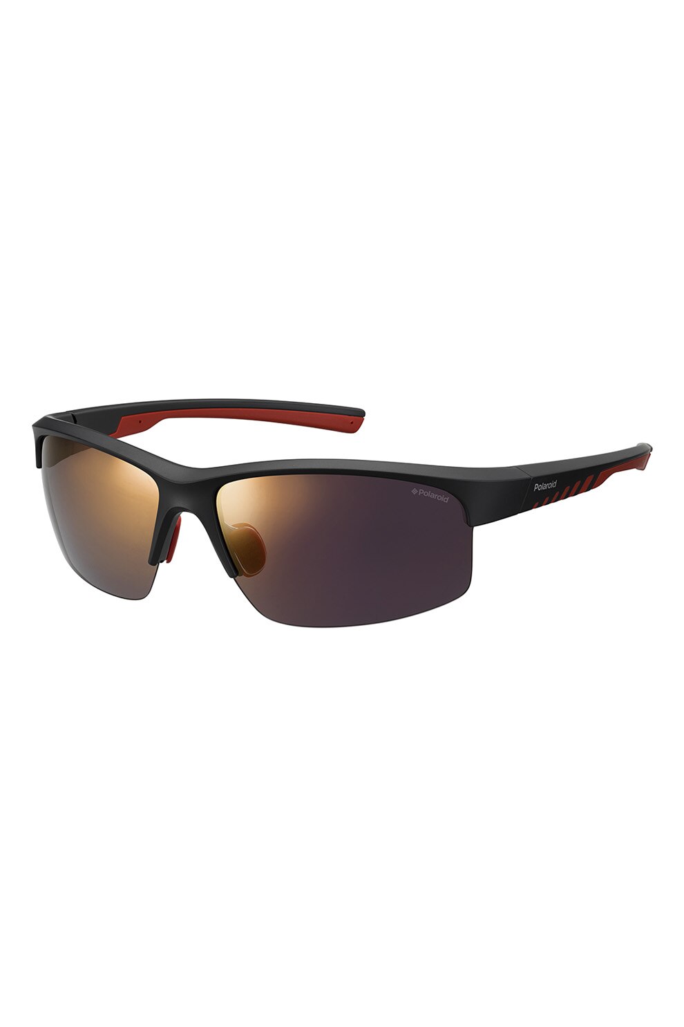 Polaroid, Ochelari de soare biker polarizati, Negru/Rosu inchis, 68-09-130 Standard