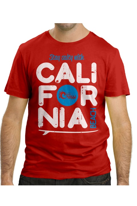 Férfi póló Cressi California Beach, pamut, Piros