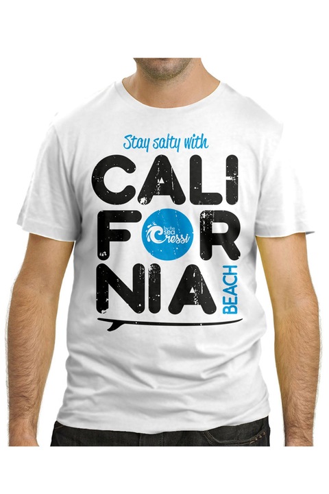 Férfi póló Cressi California Beach, pamut, Fehér