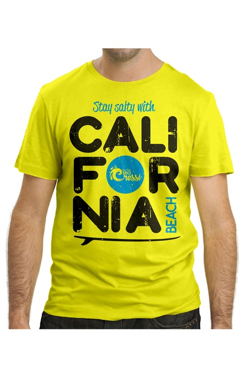 Férfi póló Cressi California Beach, pamut, Sárga
