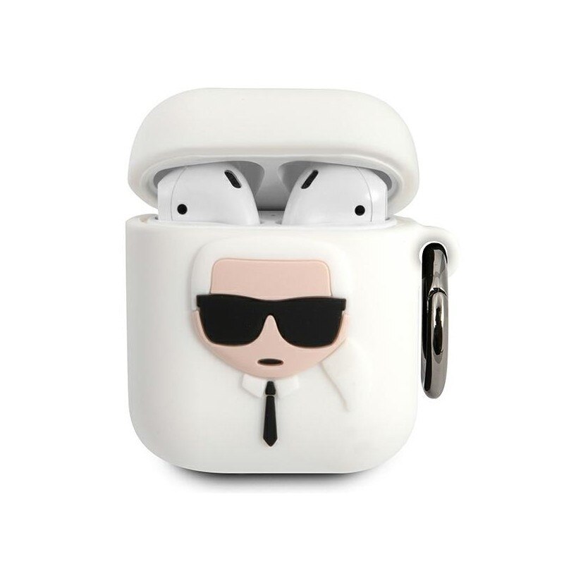 Husa Protectie Karl Lagerfeld Pentru Airpods 1/2 , Model Karl Ikonik, Alb - 494448