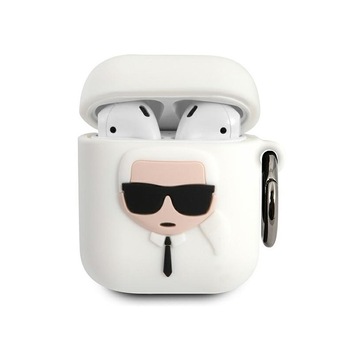 Husa Protectie Karl Lagerfeld Pentru Airpods 1/2 , Model Karl Ikonik, Alb - 494448 Husa Protectie Karl Lagerfeld Pentru Airpods 1/2 , Model Karl Ikonik, Alb - 494448