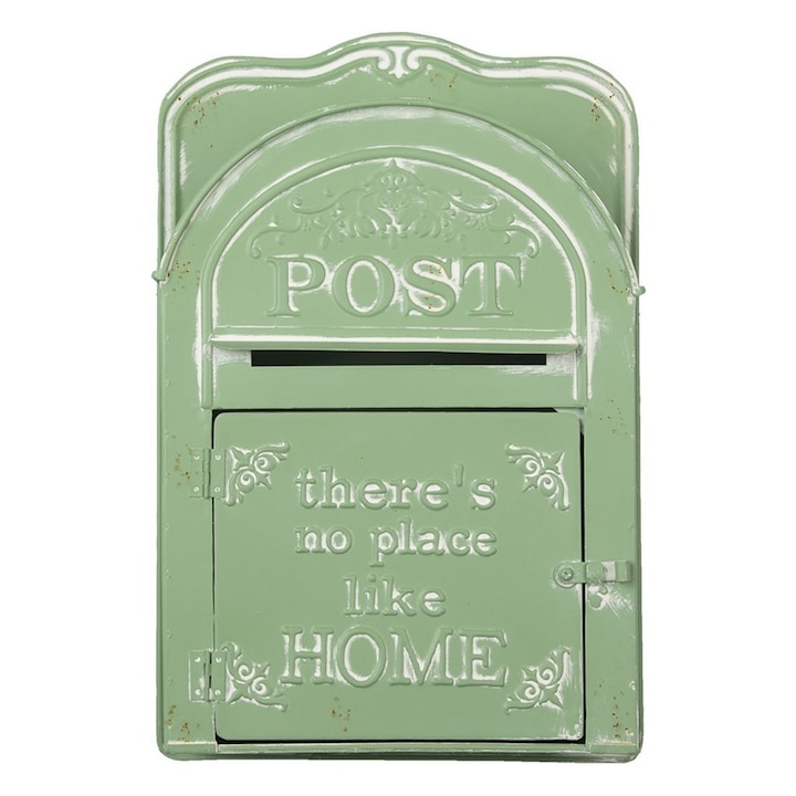 Зелена метална пощенска кутия за стена 26 см x 9 см x 39 в