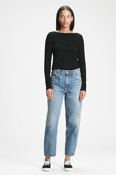 GAP, Bluza din amestec de modal cu decolteu barcuta, Negru GAP, Bluza din amestec de modal cu decolteu barcuta, Negru