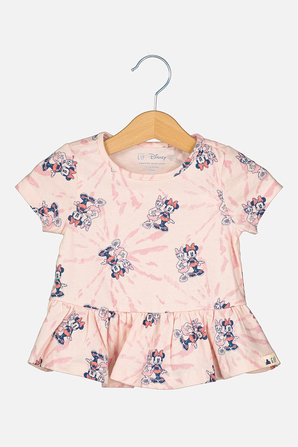 GAP, Tricou cu volane la terminatie, roz pal, roz pastel, bleumarin