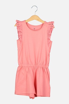 GAP, Salopeta din jerseu cu garnituri de dantela brodata, Roz GAP, Salopeta din jerseu cu garnituri de dantela brodata, Roz