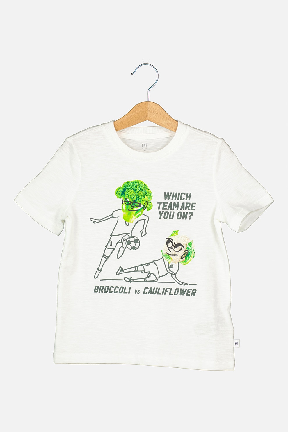 GAP, Tricou de bumbac cu imprimeu, Alb/Verde/Gri inchis