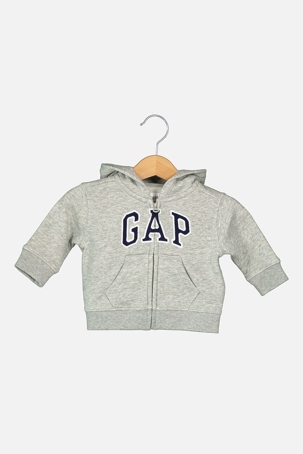 GAP, Hanorac cu fermoar si logo brodat, gri cenusa, bleumarin, alb