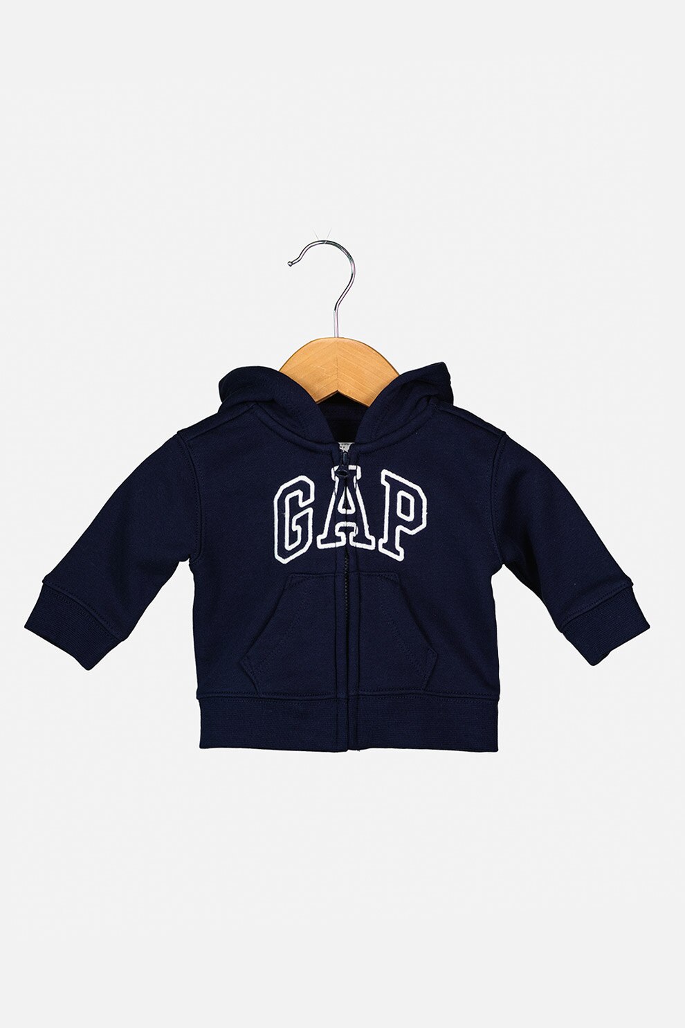 GAP, Hanorac cu fermoar si logo brodat, Bleumarin/Alb