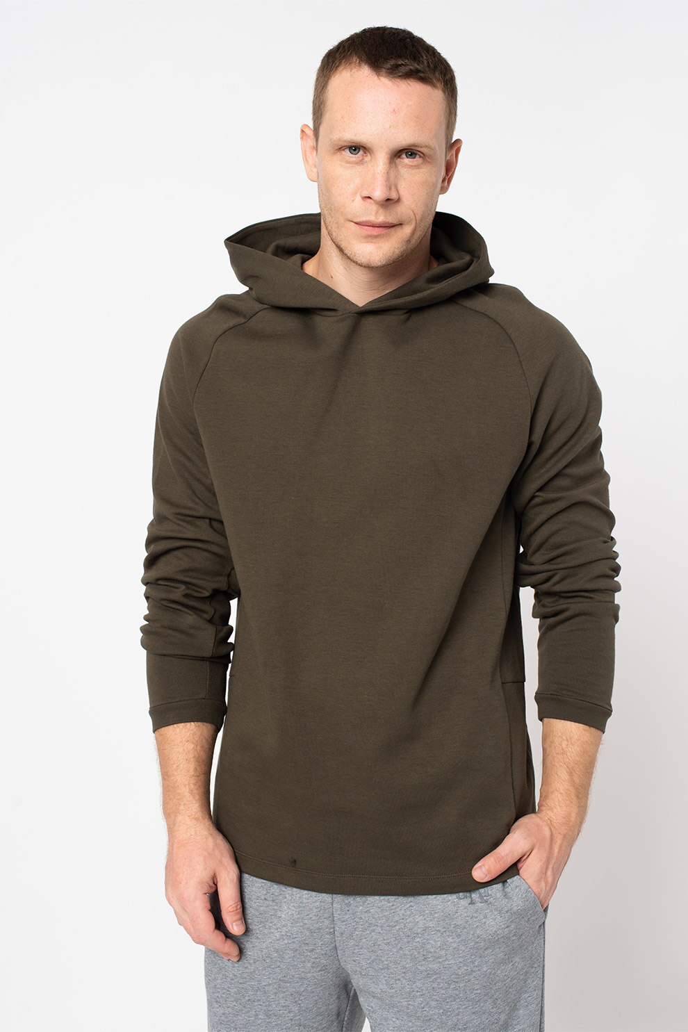 GAP, Hanorac din amestec de bumbac cu maneci raglan, Verde feriga