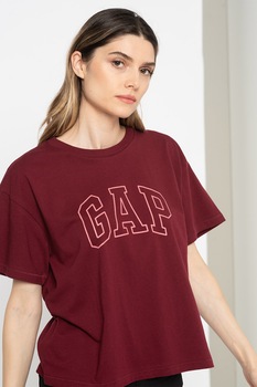 GAP, Tricou cu decolteu rotund si imprimeu logo, Violet tyrian GAP, Tricou cu decolteu rotund si imprimeu logo, Violet tyrian