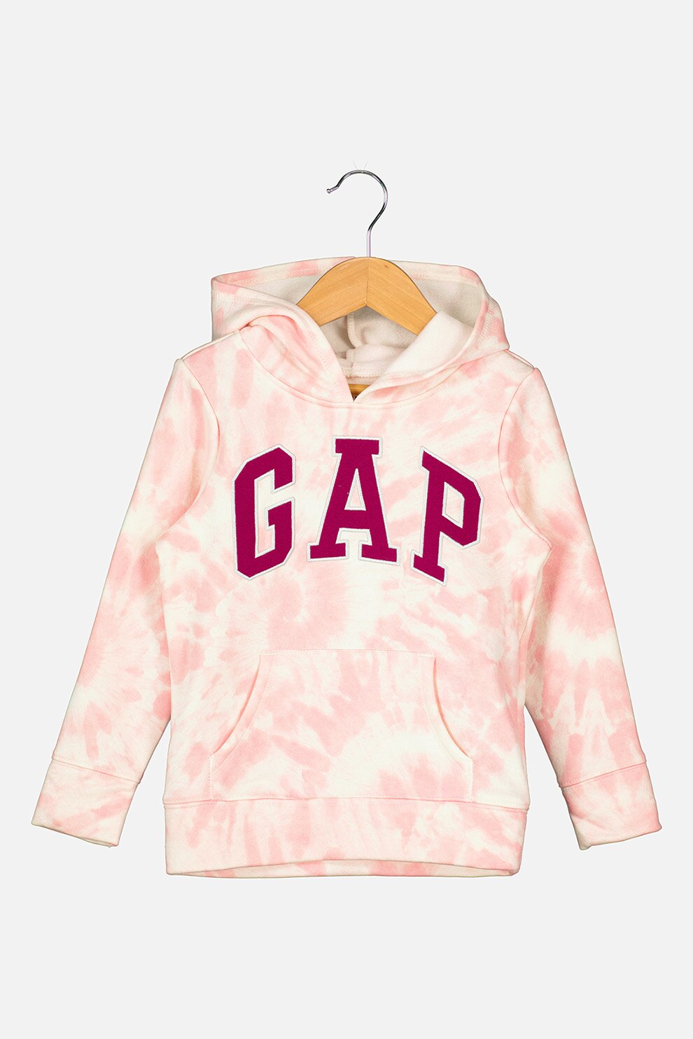 GAP, Hanorac cu imprimeu si buzunar kangaroo, 120 CM, Roz pastel/Roz pal