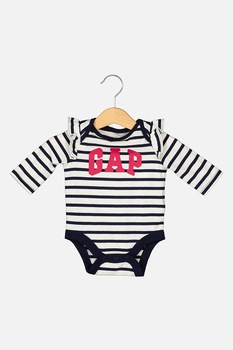 GAP, Body de bumbac cu imprimeu si volane, Bleumarin/Roz zmeuriu, 50 CM GAP, Body de bumbac cu imprimeu si volane, Bleumarin/Roz zmeuriu, 50 CM