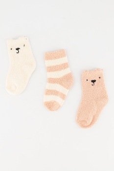 GAP, Set de sosete pufoase - 3 perechi, Roz pastel/Alb GAP, Set de sosete pufoase - 3 perechi, Roz pastel/Alb