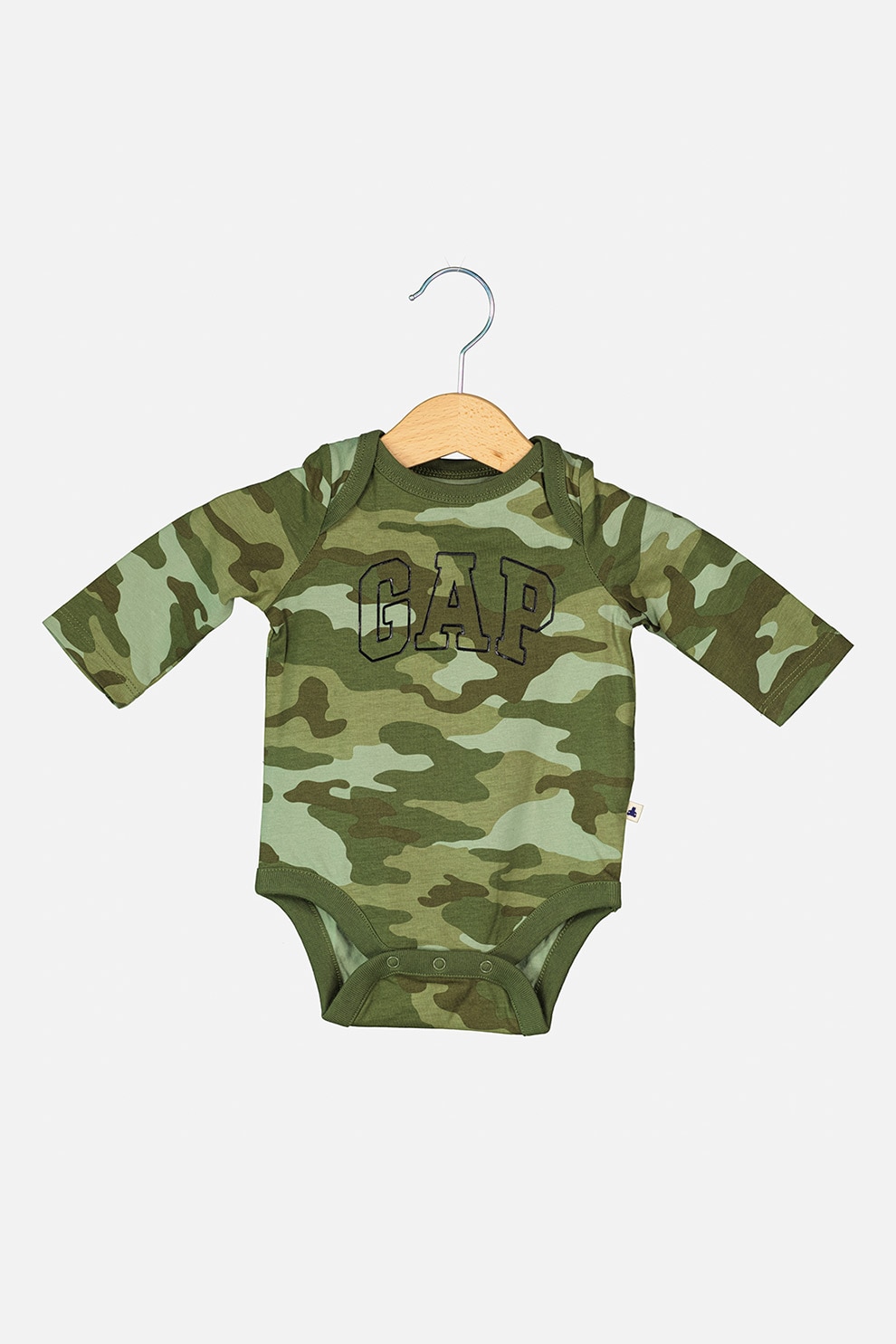 GAP, Body de bumbac cu imprimeu, verde sparanghel, verde feriga, verde militar
