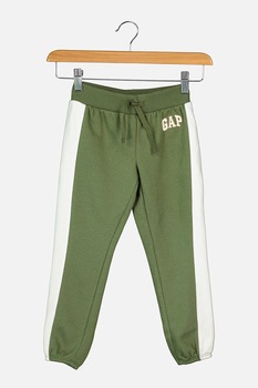 GAP, Pantaloni sport cu talie elastica, Verde feriga/Alb