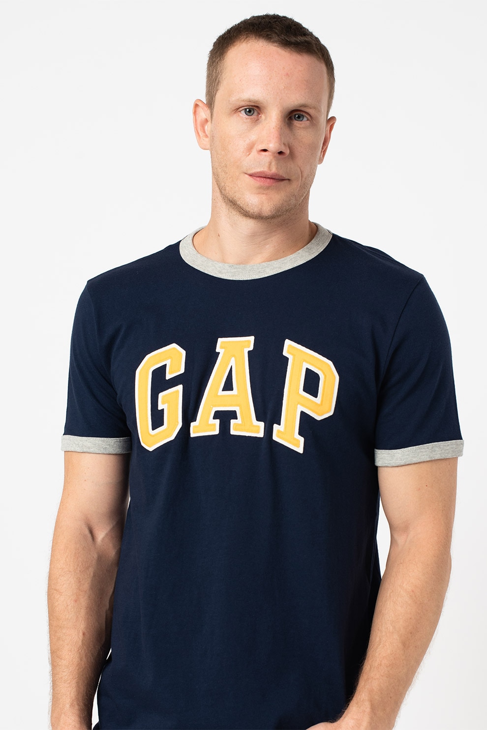 GAP, Tricou cu imprimeu logo, Bleumarin/Galben sofran/Alb