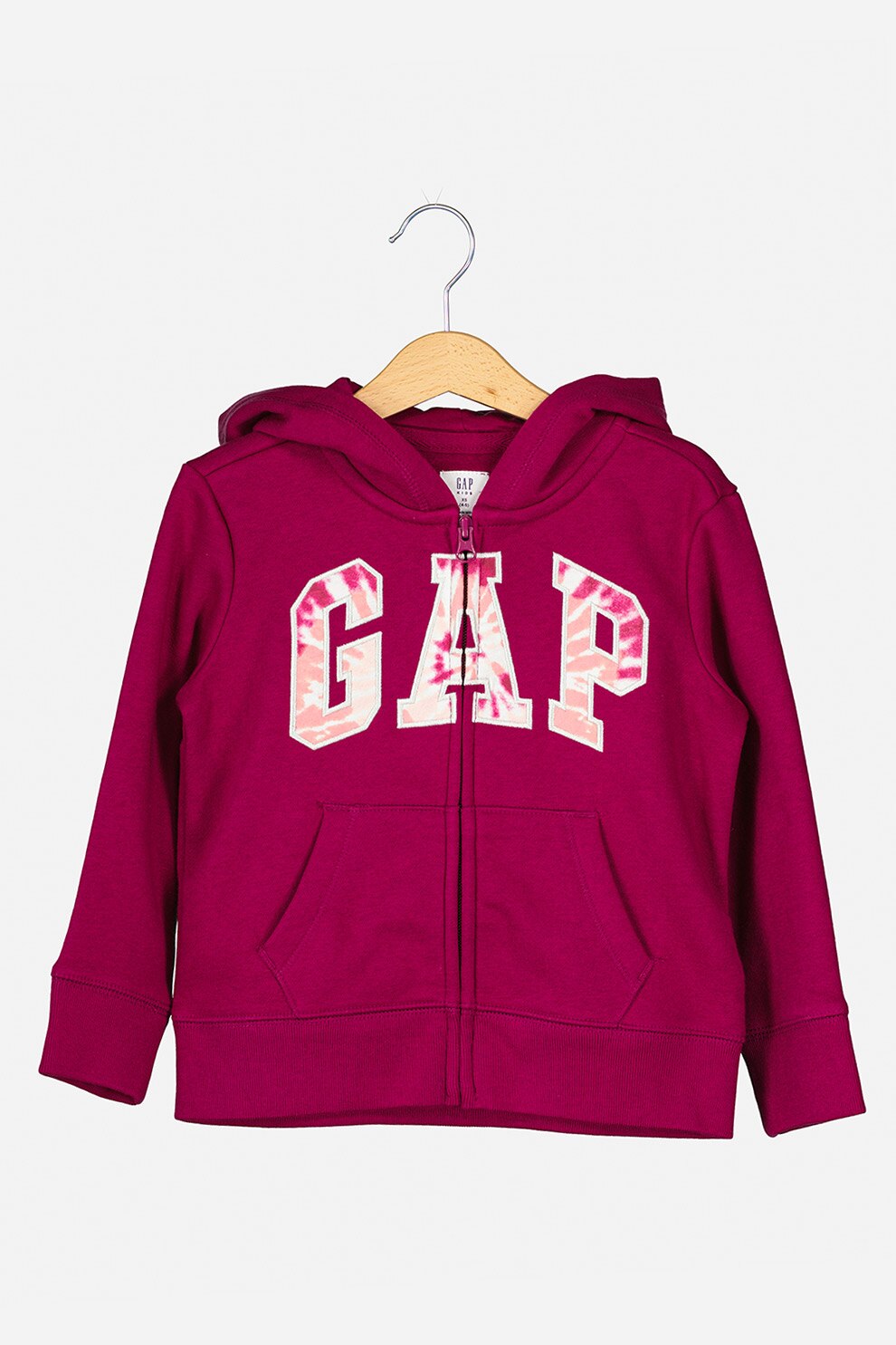 GAP, Hanorac cu imprimeu, fermoar si buzunare, Roz fandango/roz somon/alb