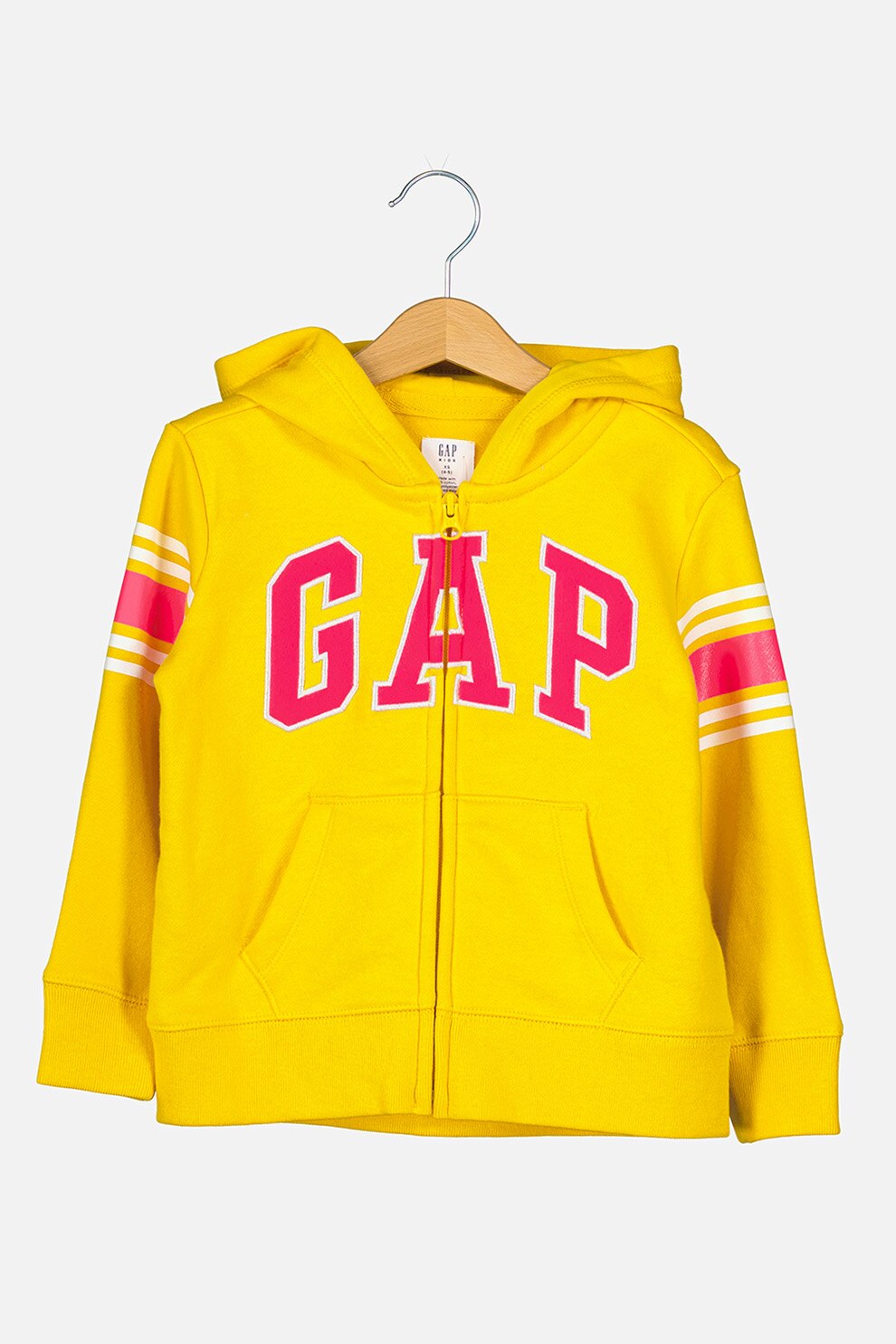 GAP, Hanorac cu imprimeu, fermoar si buzunare, galben, fucsia, alb