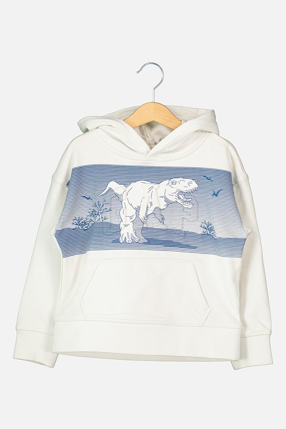 GAP, Hanorac cu imprimeu si buzunar kangaroo, Alb/Bleumarin