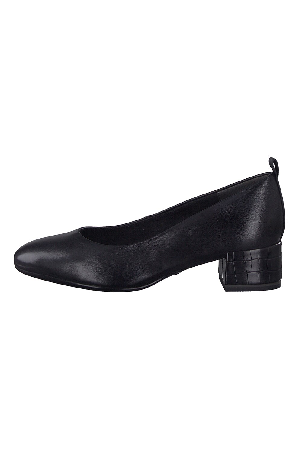 Tamaris, Pantofi din piele cu toc masiv, Negru