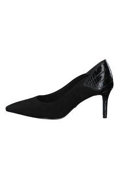 Tamaris, Pantofi din piele intoarsa sintetica cu varf ascutit, Negru/Negru stins Tamaris, Pantofi din piele intoarsa sintetica cu varf ascutit, Negru/Negru stins