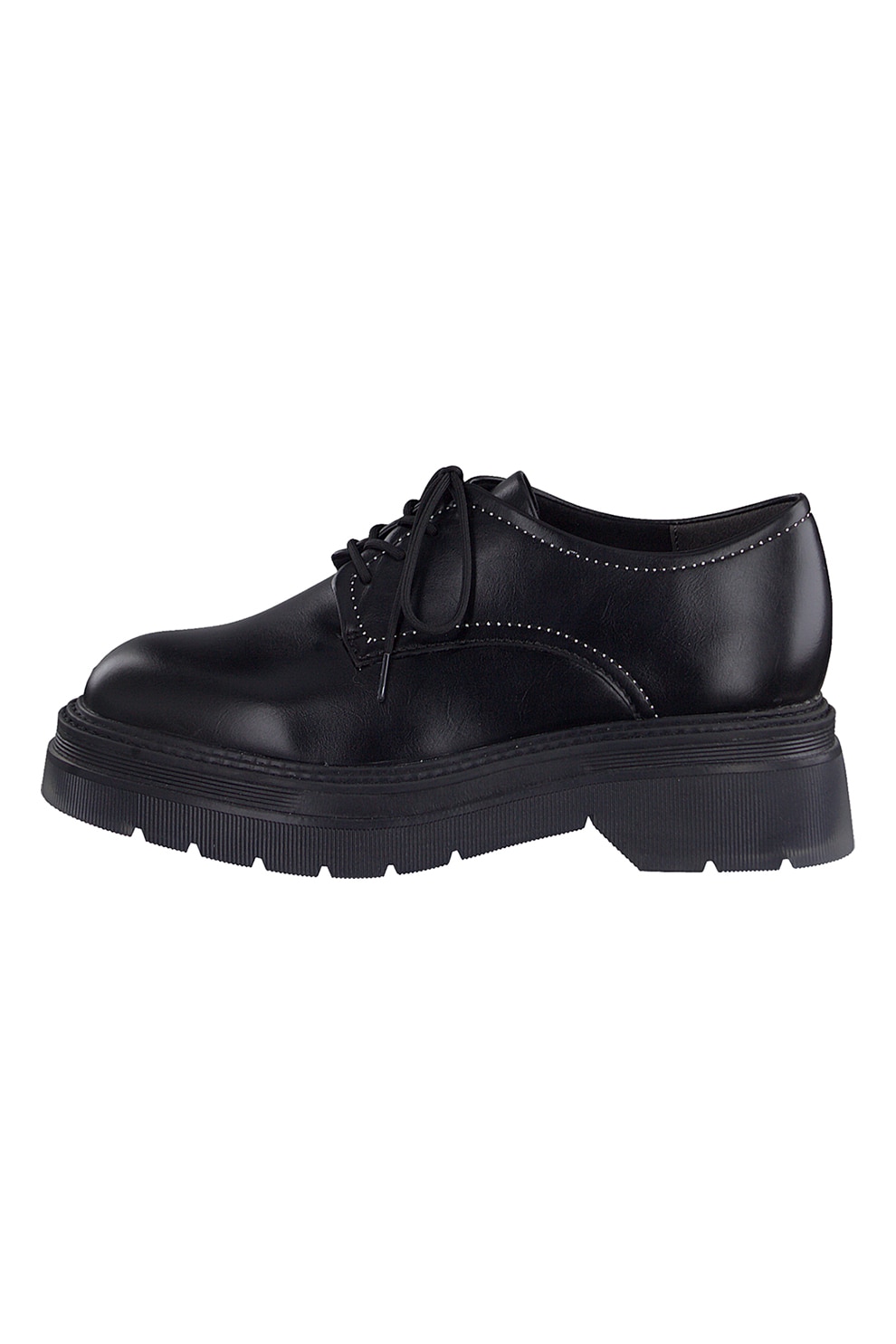 Tamaris, Pantofi derby cu aspect masiv, Negru