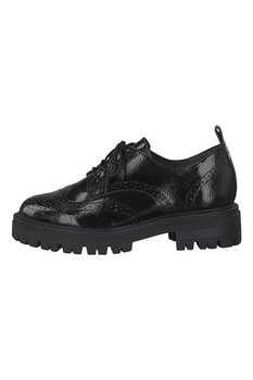 Tamaris, Pantofi din piele ecologica cu model brogue, Negru, 38 Tamaris, Pantofi din piele ecologica cu model brogue, Negru, 38