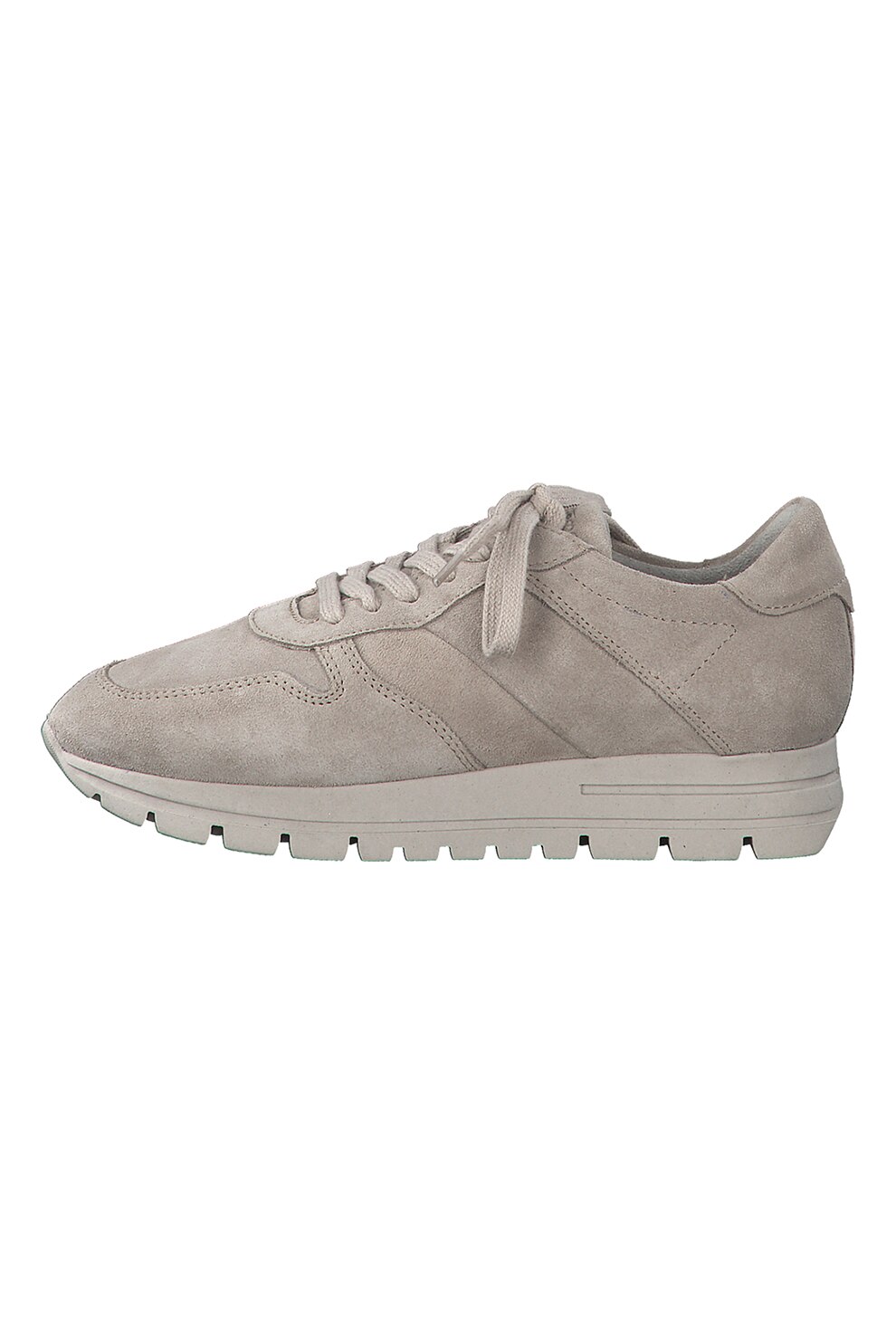 Tamaris, Pantofi sport low cut din piele intoarsa, Maro taupe