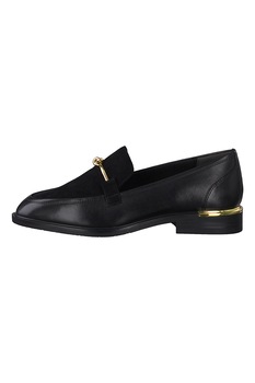 Tamaris, Pantofi loafer din piele si piele intoarsa cu detalii metalice, Negru Tamaris, Pantofi loafer din piele si piele intoarsa cu detalii metalice, Negru