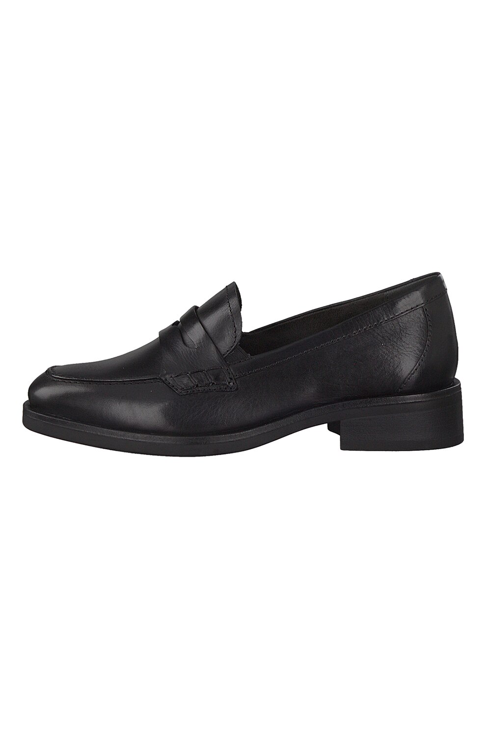 Tamaris, Pantofi loafer din piele cu model uni, Negru