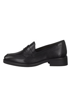 Tamaris, Pantofi loafer din piele cu model uni, Negru Tamaris, Pantofi loafer din piele cu model uni, Negru