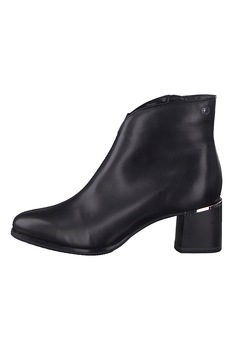 Tamaris, Botine din piele cu toc inalt, Negru Tamaris, Botine din piele cu toc inalt, Negru