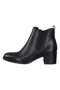 Tamaris, Botine din piele cu toc inalt, Negru Tamaris, Botine din piele cu toc inalt, Negru