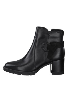 Tamaris, Botine din piele cu detaliu inel, Negru Tamaris, Botine din piele cu detaliu inel, Negru