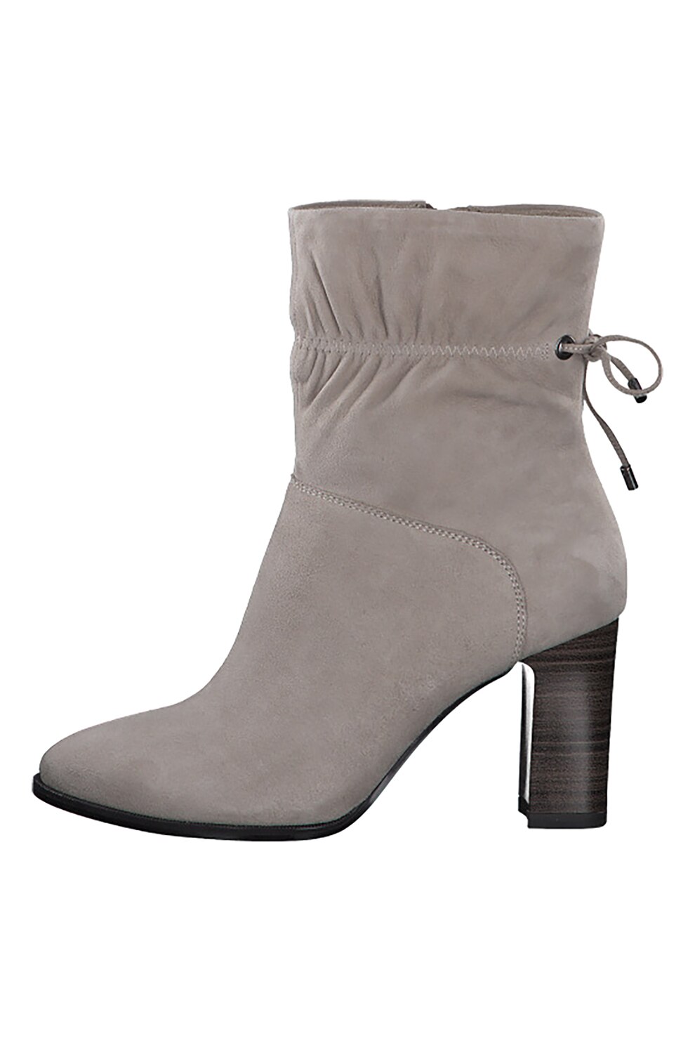 Tamaris, Botine din piele intoarsa ajustabile cu snur, Gri cenusa