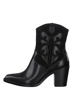 Tamaris, Botine cowboy cu detalii in relief, Negru Tamaris, Botine cowboy cu detalii in relief, Negru