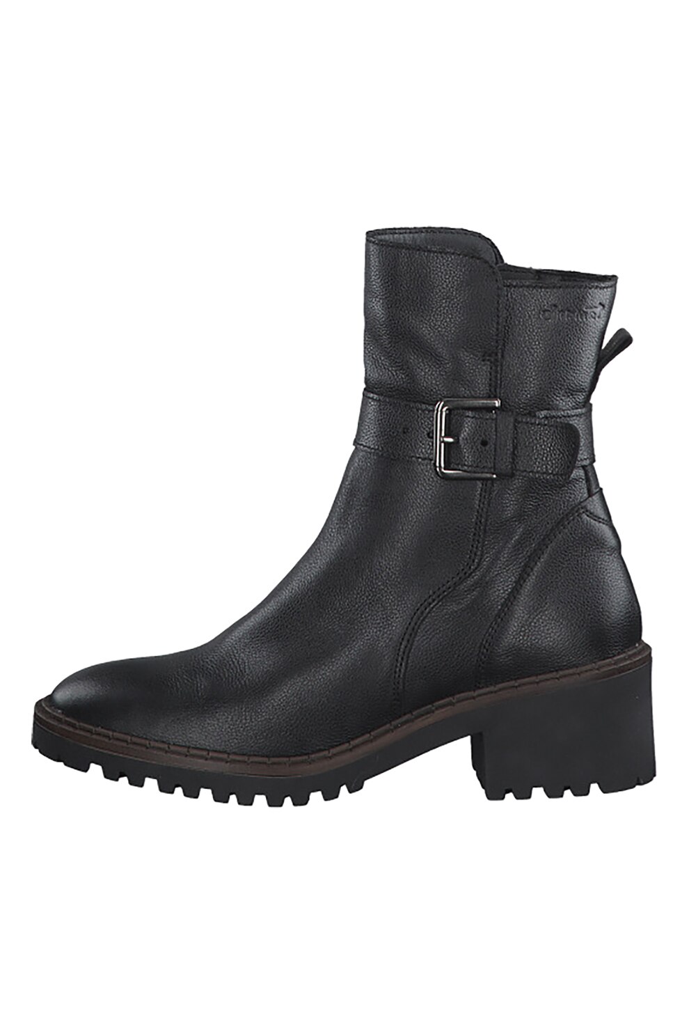 Tamaris, Ghete din piele cu toc masiv, Negru