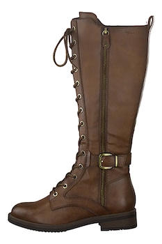 Tamaris, Cizme pana la genunchi din piele ecologica cu siret, Maro Tamaris, Cizme pana la genunchi din piele ecologica cu siret, Maro