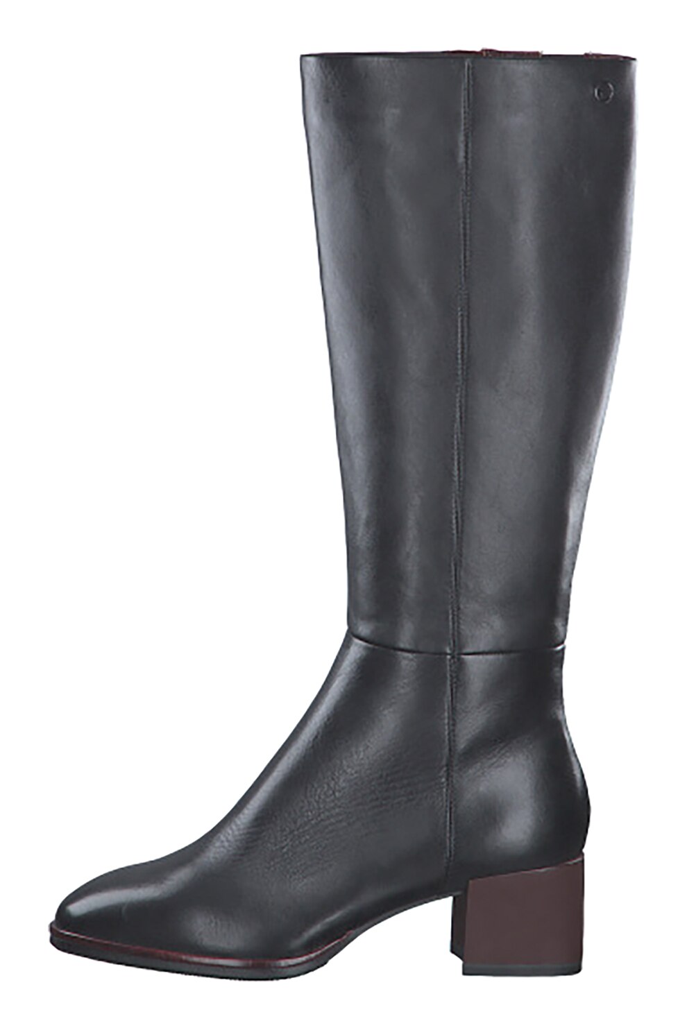 Tamaris, Cizme din piele cu toc masiv, Negru