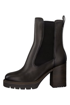 Tamaris, Botine din piele cu varf patrat, Negru Tamaris, Botine din piele cu varf patrat, Negru