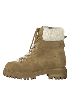 Tamaris, Ghete din piele intoarsa cu insertii din blana shearling sintetica, Maro camel Tamaris, Ghete din piele intoarsa cu insertii din blana shearling sintetica, Maro camel