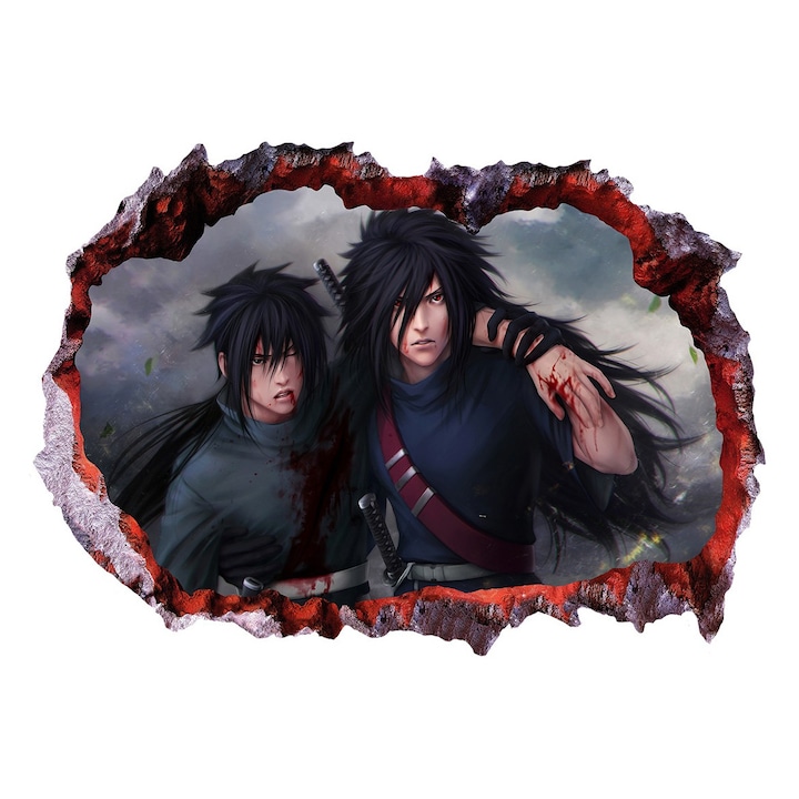 Sticker decorativ, gaura in perete 3D, Naruto, 85 cm, 1028STK-1