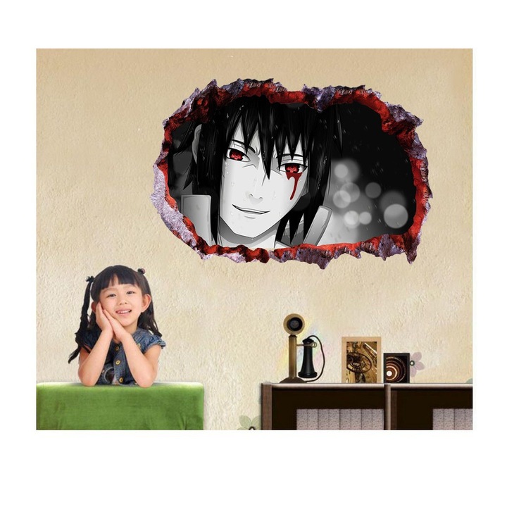 Sticker decorativ, gaura in perete 3D, Naruto, 85 cm, 1030STK