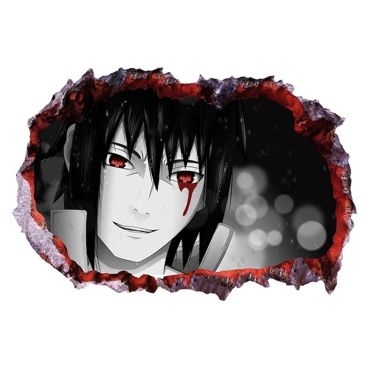 Sticker decorativ, gaura in perete 3D, Naruto, 85 cm, 1030STK