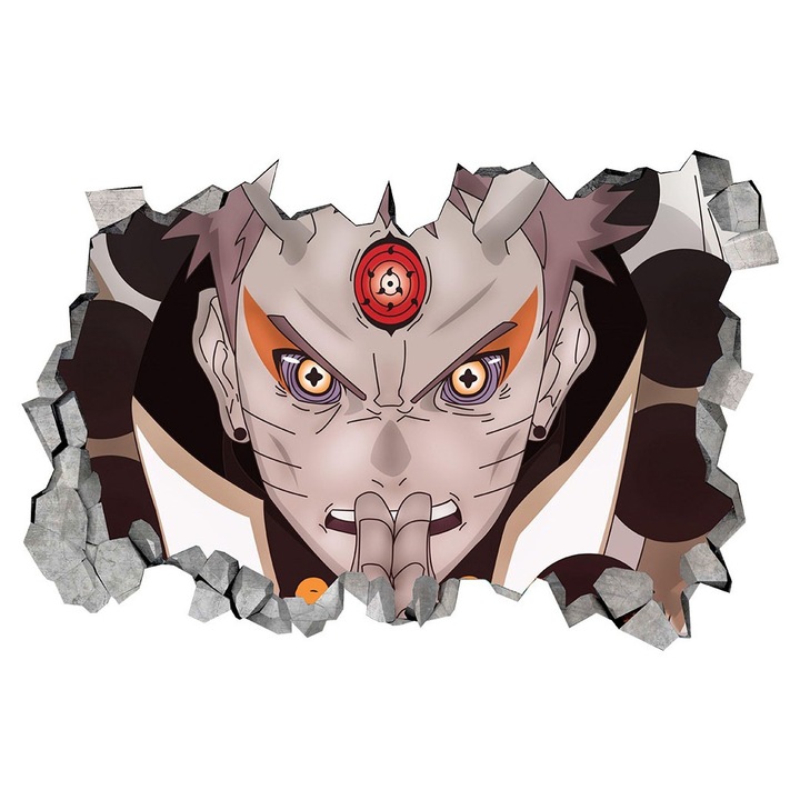 Sticker decorativ, gaura in perete 3D, Naruto, 85 cm, 1053STK-2