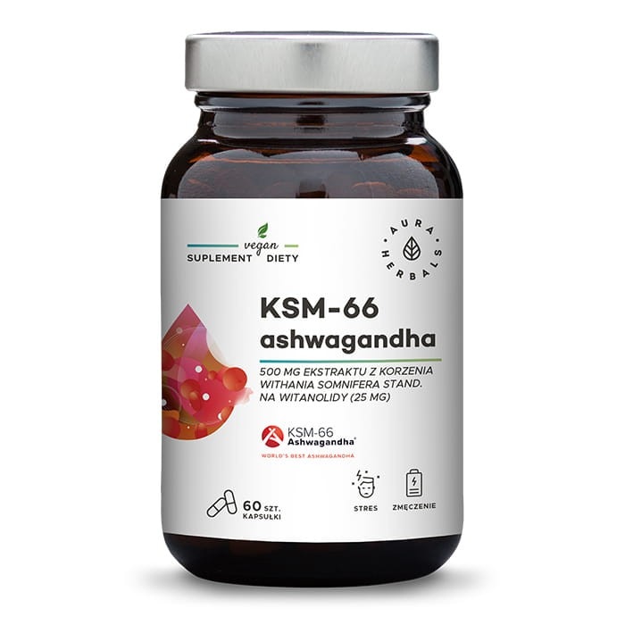 Supliment alimentar Aura Herbals, Ashwagandha, KSM-66, 500 mg, 60 capsule