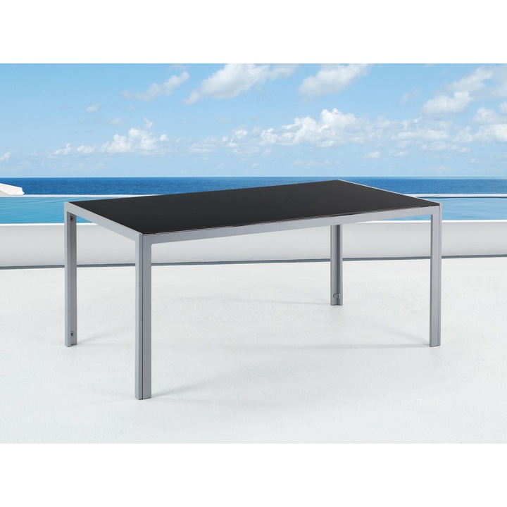 Fekete alumínium étkezőasztal 160 x 90 cm CATANIA