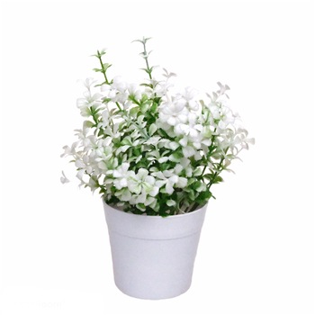Floare decor,ghiveci,16 cm,alb